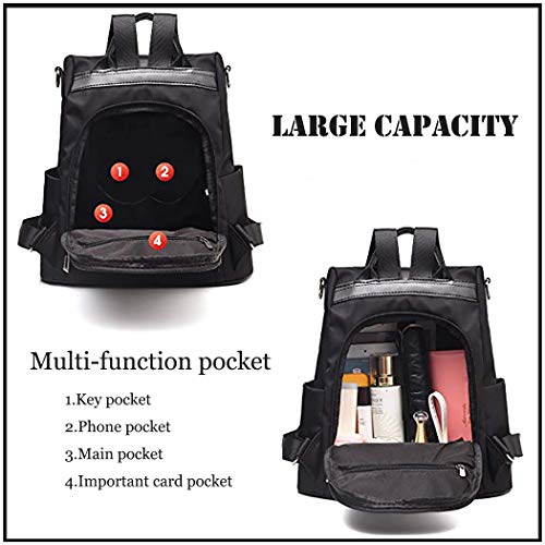 SPEEDEVE Mochila Antirrobo Mujer Portatil Impermeable,8888-1 Negro