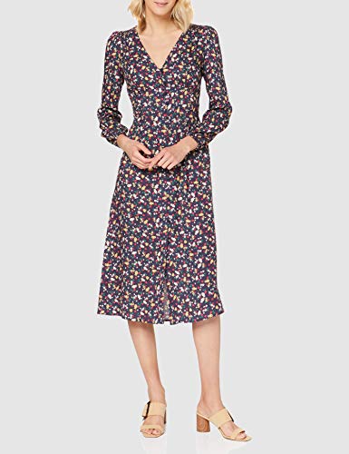 Springfield Frq.Vestido Midi Macro Flor-C/19 Vestido de Fiesta, Azul (Blue_Print 19), 40 (Tamaño del Fabricante: 40) para Mujer