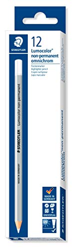 Staedtler Lumocolor 108-0. Lápices de madera de color blanco. Caja con 12 unidades.