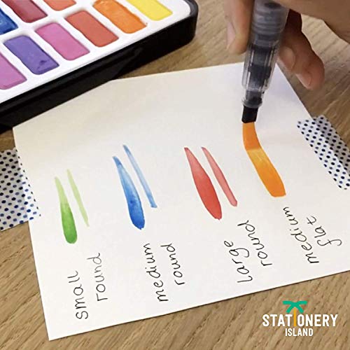 Stationery Island Pincel De Agua Pack De 6 - Puntas Mixtas. Recargables De Tinta y Pincel Acuarelable. Para Pintura De Acuarela, Mezcla De Colores y Caligrafía