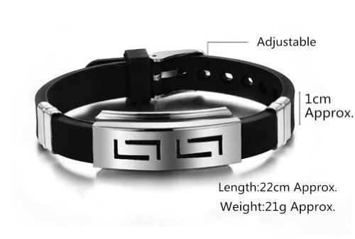 Stayoung Jewellery Forma Laberinto Hombre Acero Inoxidable Ajustable Pulsera/Brazalete, Color Negro Plateado