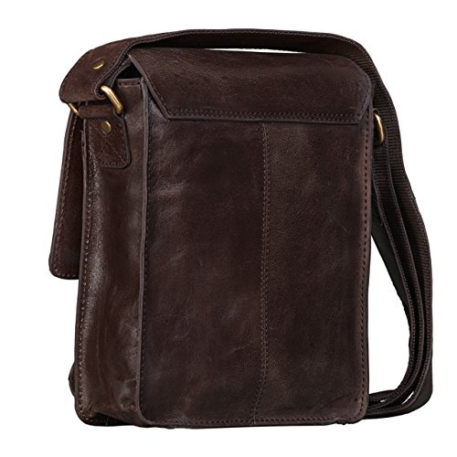 STILORD 'Finn' Bolso Mensajero Mediano de Piel Vintage para Mujeres y Hombres Bolsa de Hombro o Bandolera Mariconera Tablet de 8.4' auténtico Cuero, Color:Chocolate - marrón