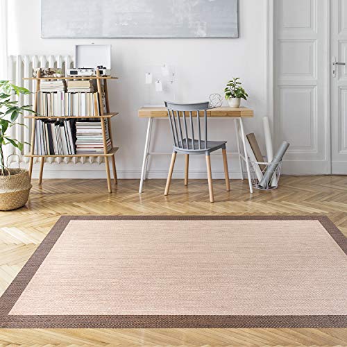 STORESDECO Alfombra vinílica Deblon – Alfombra de PVC Antideslizante y Resistente, Ideal para salón, Cocina, baño…¡Disponible en Medidas Grandes! (120cm x 180cm, Marrón)