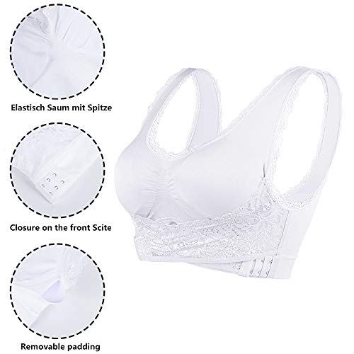 Sujetador deportivo Vertvie para mujer, con cierre frontal, sin aros, top para yoga, fitness, entrenamiento, elástico, de bienestar B-2*blanco. XL