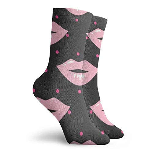 Sunny R Pin Up Girl Style Wet Lipstick Labios Sin costuras Mujer Everyday Active Crew Calcetines 30 cm