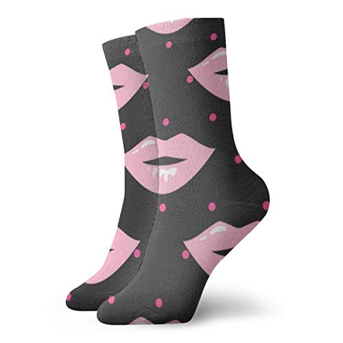 Sunny R Pin Up Girl Style Wet Lipstick Labios Sin costuras Mujer Everyday Active Crew Calcetines 30 cm