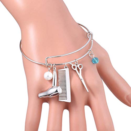 Supvox Brazalete de Alambre Peluquería Secador de Pelo Peine de Tijera Encanto Ajustable Pulsera Expansible Pulseras Regalo para Regalos de Fiesta