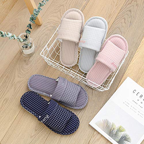 SWX-FlipFlop Zapatillas Antideslizantes Zapatillas de Tela Escocesa Amantes de la casa de Verano algodón Antideslizante para Interiores otoño e Invierno Azul Marino 40/41