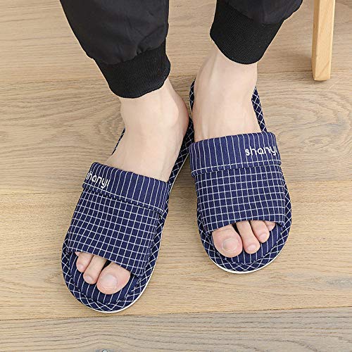 SWX-FlipFlop Zapatillas Antideslizantes Zapatillas de Tela Escocesa Amantes de la casa de Verano algodón Antideslizante para Interiores otoño e Invierno Azul Marino 40/41