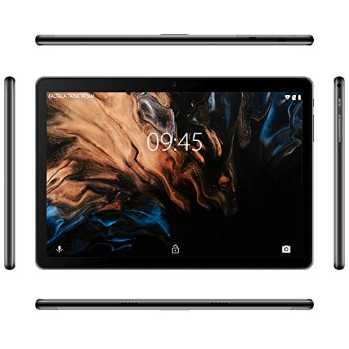 Tablet 10 Pulgadas Full HD Android 9.0 Tablet GOODTEL G3 Quad-Core, RAM de 4GB, ROM de 64GB, Dual SIM Cámara Dual 8000mAh Batería Bluetooth WiFi, Fundas Cuero, Auriculares, Cargadores - Gris