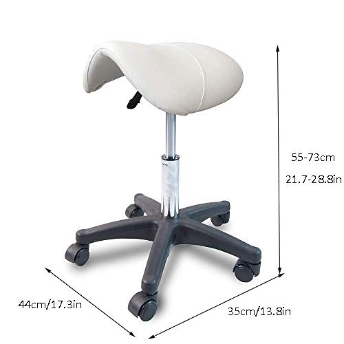 Taburetes Para Oficina con Rueditas，Taburete de Trabajo con Blanco PU Cuero Sintético Asiento，Altura Regulable 55-73 cm，160kg de Capacidad de Carga，Taburete Ruedas Trabajo para Beauty Salon Kitchen S