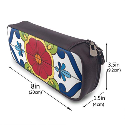 Talavera Azulejos mexicanos Moda lindo Retro Estudiante Pluma Estuche para lápices Monedero Bolsa para llaves Cosméticos Viajes Organizador de almacenamiento multifunción