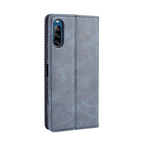 TANYO Funda Leather Folio para el Sony Xperia L4, PU/TPU Premium Flip Wallet Carcasa Libro Piel de Cuero con Ranuras para Billetera y Tarjetas - Azul