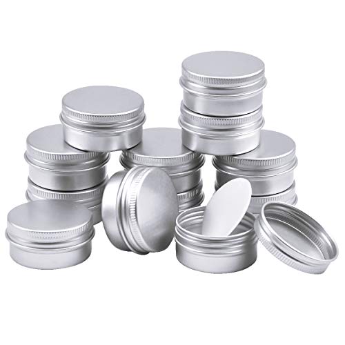 Tarros de Aluminio vacíos de 20 ml, 12 Piezas 40x20mm Tarro de Crema Tarro Tarro de Lata Tarro cosmético Tarro vacío con Tapa de Tornillo, Tarro vacío contenedor de Muestra de Viaje