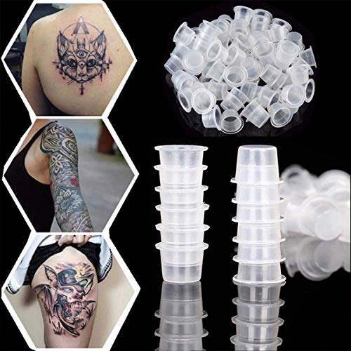 Tattoo Ink Cup, 150Pcs Contenedor de pintura plástica para cejas Micro Blade Tool, Blanco