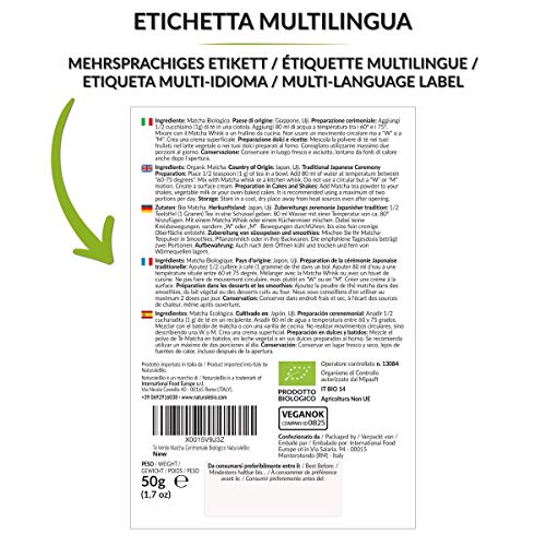 Té Matcha Orgánico Ceremonial En Polvo 50g. Té Verde Matcha Biológico Japonés De 1 Grado. Matcha Bio Grado Ceremonia. Té Ecológico Producido En Japón, Uji, Kyoto. Para Beber, en Cocina y con latte