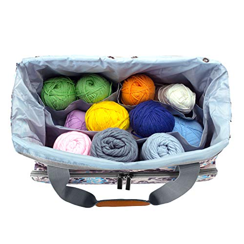 Teamoy Bolsa de Ovillos Almacenamiento para Crochet Bolso Ligero para Agujas(Sin Accesorios) (Diente de león)