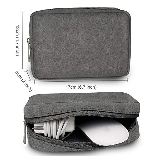 TECOOL 13-13.3 Pulgadas Funda Ordenador Portátil con Bolsa de Accesorios Cuero Bolsa para 2010-2017 Macbook Air 13, 2012-2015 Macbook Pro 13, Samsung Notebook 7 Spin, Matebook X Pro,Gris