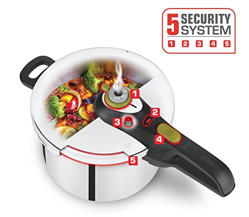 Tefal Secure 5 Neo 4L Set Olla Express de 4 y 6L, con 5 Sistemas Seguridad, 2 Modos de Cocción, Indicador de Presión, Cierre y Apertura Fácil, Acero Inoxidable