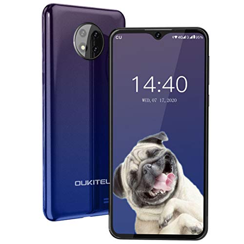 Telefono Movil,OUKITEL C19 Android 10 4G Smartphone Dual SIM,Pantalla HD+ de 6.49" 4000 mAh Bateria Triple Cámara Trasera de 13MP,2GB+16GB (256GB Ampliable) Móvil Face ID,Azul