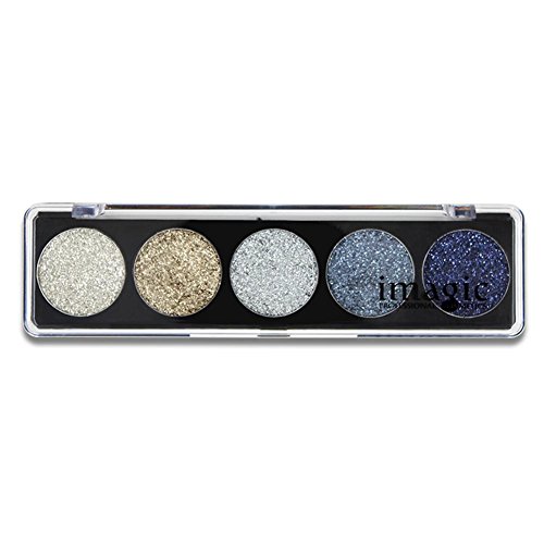 terynbat IMAGIC 5 Colores Brillo en Polvo Lentejuelas Sombra de Ojos Paleta de Sombras de Ojos Kit de Maquillaje Set Maquillaje Caja Profesional