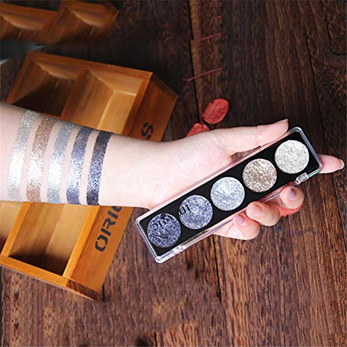 terynbat IMAGIC 5 Colores Brillo en Polvo Lentejuelas Sombra de Ojos Paleta de Sombras de Ojos Kit de Maquillaje Set Maquillaje Caja Profesional