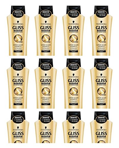 Testanera - Champú Gliss Supreme Oil Elixir para cabello, 12 unidades