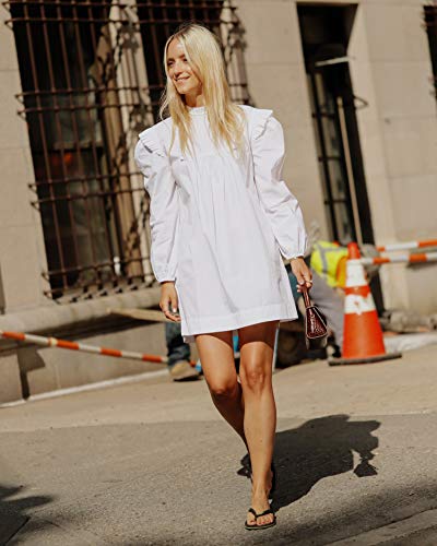 The Drop Minivestido blanco con volantes y pechera para mujer por @thefashionguitar, S