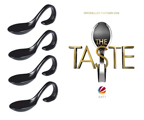 The Taste: Amuse-Gueule - Cuchara para aperitivos (porcelana, 4 unidades), color negro