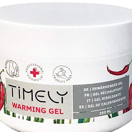 Timely - Gel efecto calor con alcanfor para el alivio muscular, 250 ml