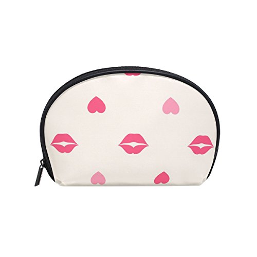 TIZORAX - Bolsa de maquillaje con corazones y labios rojos