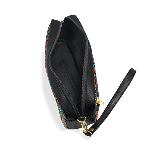 TIZORAX - Estuche de piel sintética con diseño de flores y etnias, estilo tribal, para estudiantes, estuche para bolígrafos, maquillaje y cosméticos