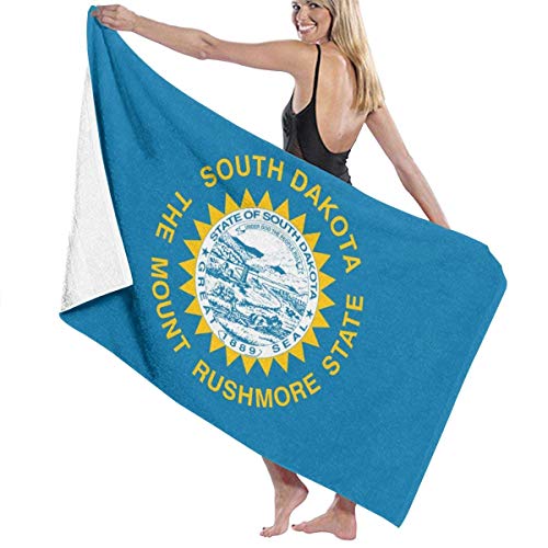 Toalla de baño de la bandera de Dakota del Sur ligera toalla de playa suave absorbente toalla de secado rápido para piscina piscina