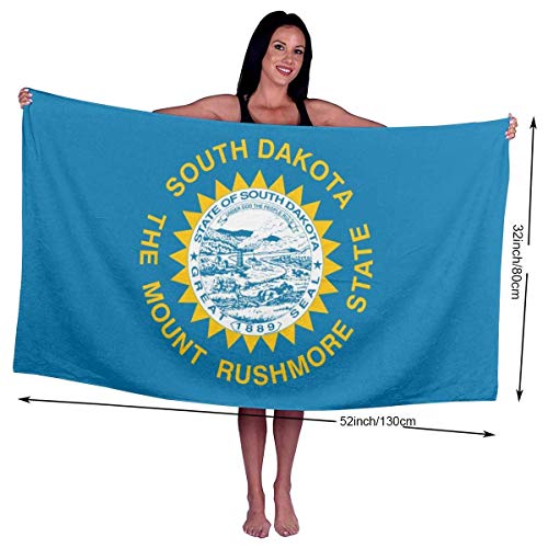 Toalla de baño de la bandera de Dakota del Sur ligera toalla de playa suave absorbente toalla de secado rápido para piscina piscina