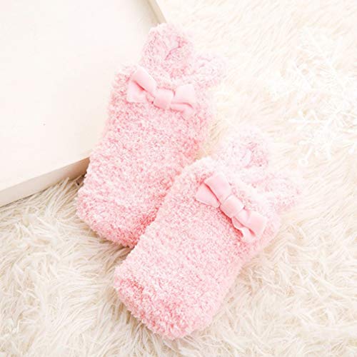 Toalla de Invierno para Dormir Calcetines de Terciopelo de Coral para niños Calidez de Invierno Engrosamiento Calzado de Moda para niña Lolita Encantadora (rosado1-3 años)