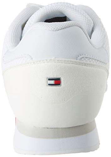 Tommy Hilfiger Corporate Material Mix Runner, Zapatillas para Hombre, Blanco (White Ybs), 44 EU