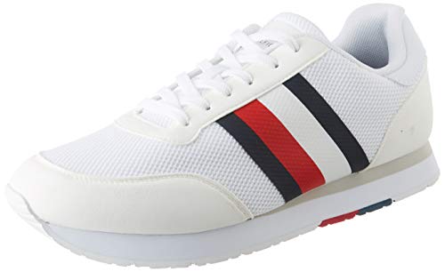 Tommy Hilfiger Corporate Material Mix Runner, Zapatillas para Hombre, Blanco (White Ybs), 44 EU