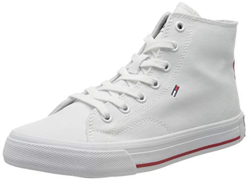 Tommy Hilfiger Essential Mid-Top Trainers, Zapatillas Deportivas para Mujer, Blanco (White Ybs), 38 EU