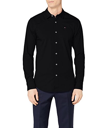 Tommy Hilfiger Original Stretch Shirt Camisa, Negro (Tommy Black), XXL para Hombre