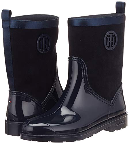 Tommy Hilfiger Warmlined Suede Rain Boot, Botas de Agua para Mujer, Azul (Midnight 403), 38 EU