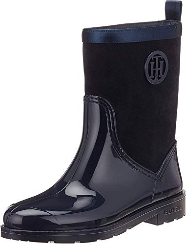 Tommy Hilfiger Warmlined Suede Rain Boot, Botas de Agua para Mujer, Azul (Midnight 403), 38 EU