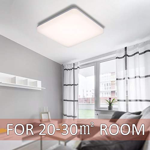 Tomshine - Lámpara de techo LED de 24 W, luz de baño IP65, resistente al agua, 4000 K, color blanco natural, lámpara de techo cuadrada para dormitorio, pasillo, oficina, comedor