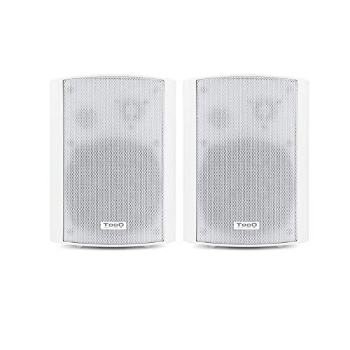 Tooq TQOWS-01W - Altavoces de Pared autoamplificados, Potencia de Salida RMS: 2x30W, frecuencia: 70HZ-16KHZ, 2xRCA, 1x Jack 3.5, reguladores de Volumen, Blanco