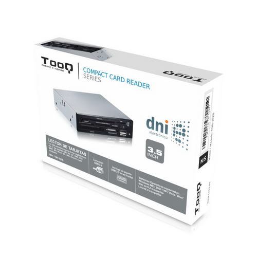 Tooq TQR-202B - Lector Interno de Tarjetas de Memoria y DNI electrónico (DNIe, SIM, CF, MS, SD, SDHC, microSDHC, X-Memory, TF (Micro SD) y M2), 3.5", USB 2.0, Color Negro, chasis metalico, 480Mbps.