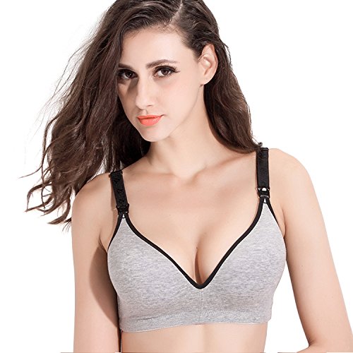 Topwhere® Sujetador Lactancia Premamá Algodón con (95B (36B), Gray)