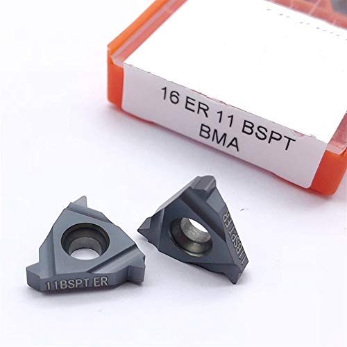 Torno 10pcs 16er 11 BSPT BMA Carmex 16IR 14 BSPT carburo CNC Torno de inflexión de la Herramienta del Cortador del Hilo de Rosca (Angle : 16IR, Shank Diameter : 28 BSPT BMA)