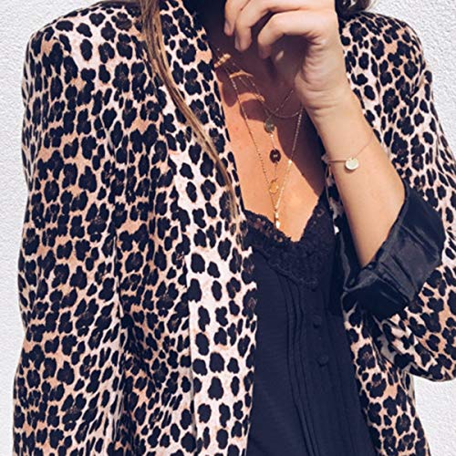 Traje de Trabajo de Negocios Atractivo con Manga Larga de Piel de Serpiente para Mujer Escudo Outwear (Color : Leopard Print, Size : L)