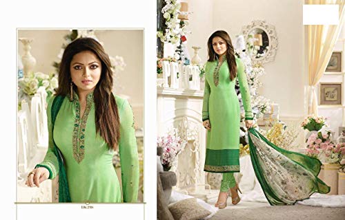 Traje religioso Verde de Bollywood con Estampado de crepé de Seda Kameez de Salwar Kameez, Vestido musulmán Festivo 7334