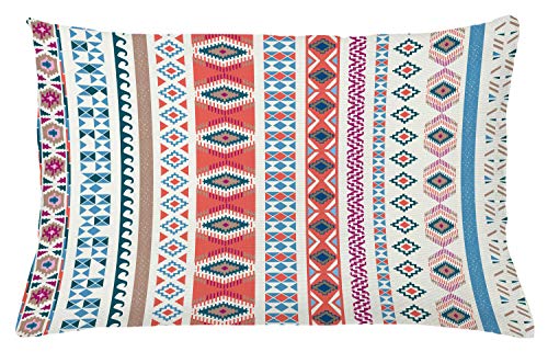 Tribal manta almohada Funda de cojín por Ambesonne, Geométrico Patrón de motivos étnicos vertical rayas fondo nativo americano diseño, decorativo Accent funda de almohada, 26 W x 16 L), multicolor