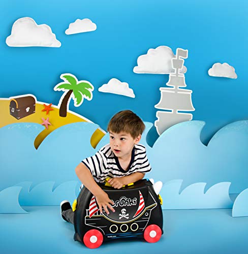 Trunki Maleta correpasillos y equipaje de mano infantil: Barco pirata Pedro (Negro)